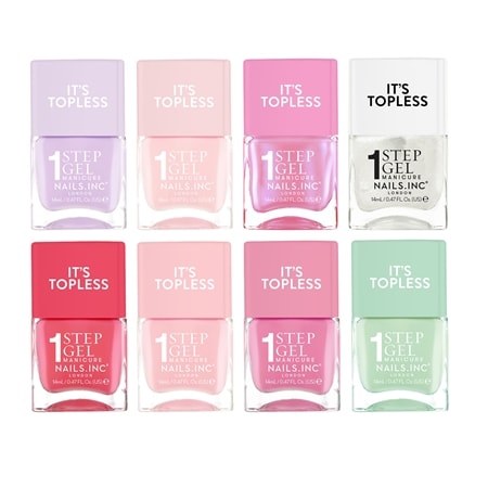 Nails Inc It's Topless 1 Step Gel Manicure Summer 8pc Collection 14ml