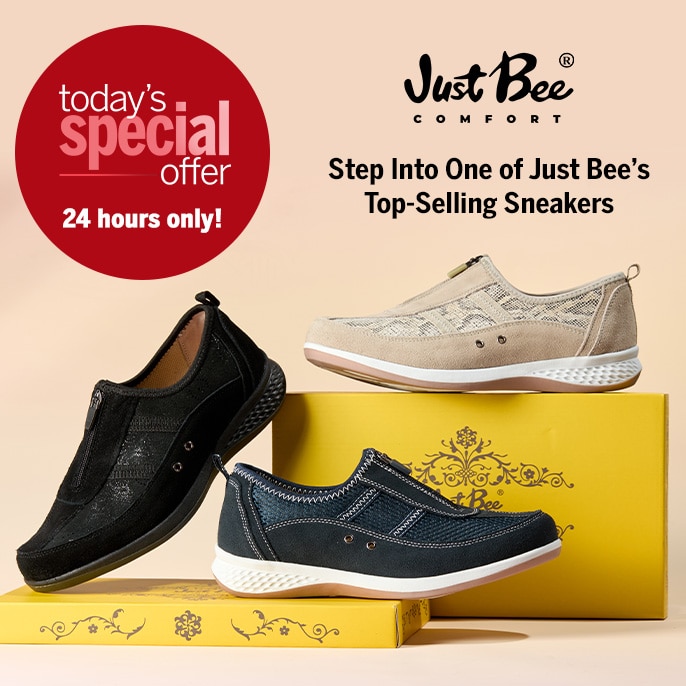 Today's Special Offer Just Bee Cavin Leather/Mesh Sneaker with Zip & Removable Insole
