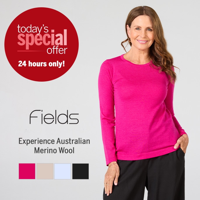 Today's Special Offer Fields Knitwear 100% Australian Merino Wool Crew Neck Jumper