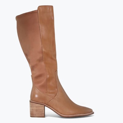 Minx Rebel Knee High Boot with Stretch Panel and Inside Zip