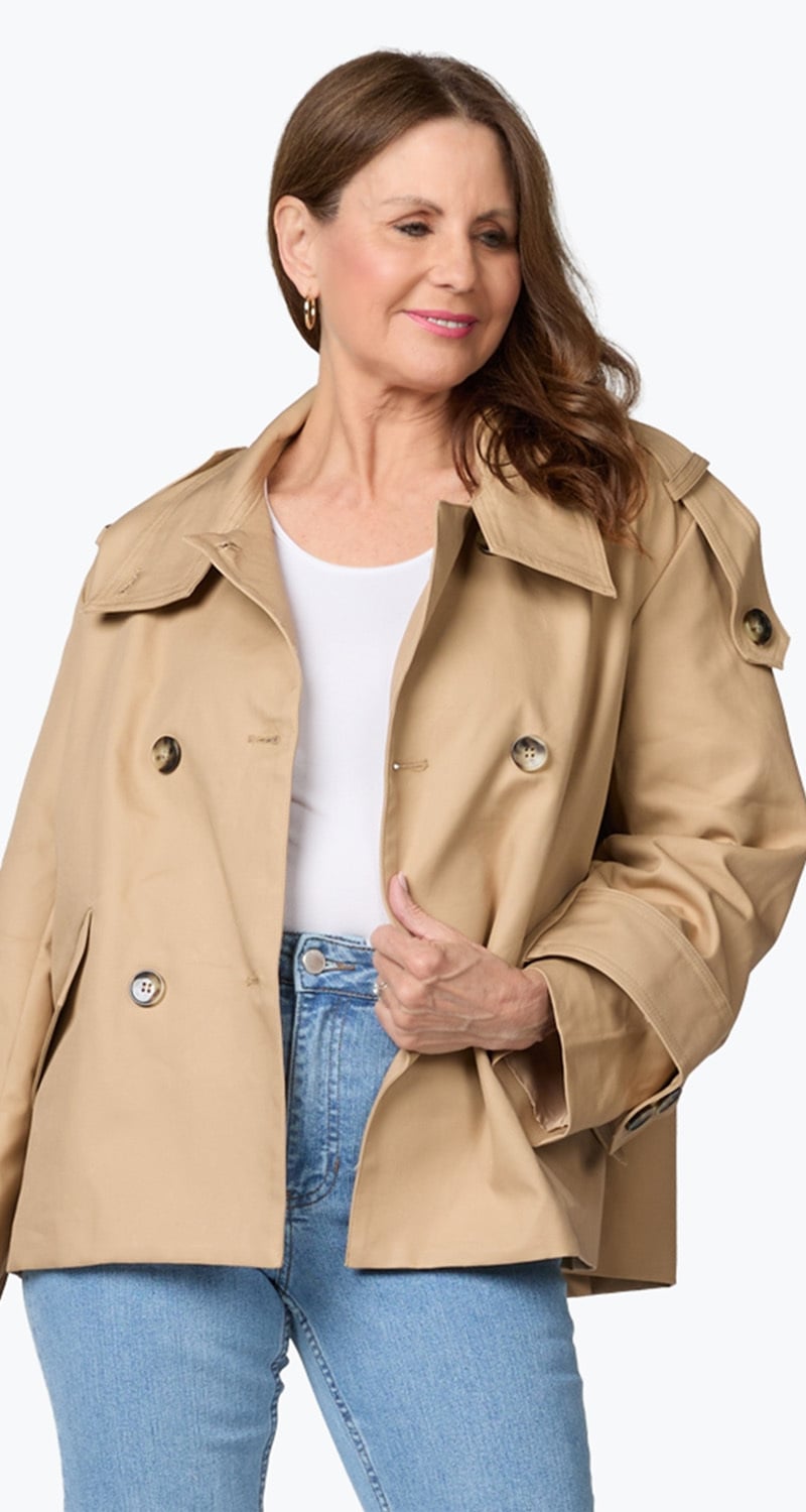 Elle Get The Look Cropped Trench Jacket