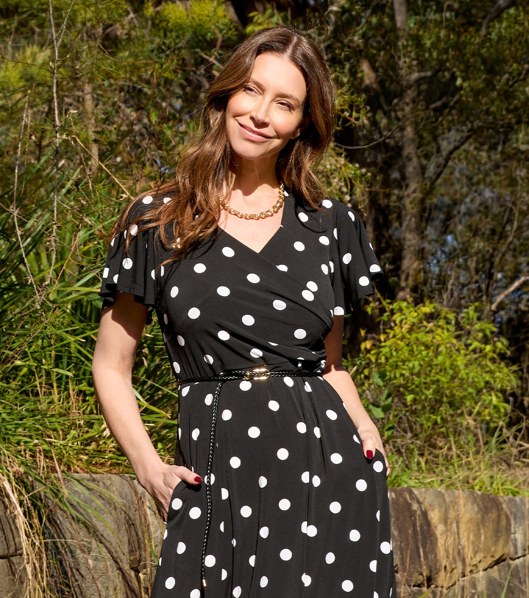 Philosophy Australia Felixia Dotty Flutter Sleeve Wrap Dress