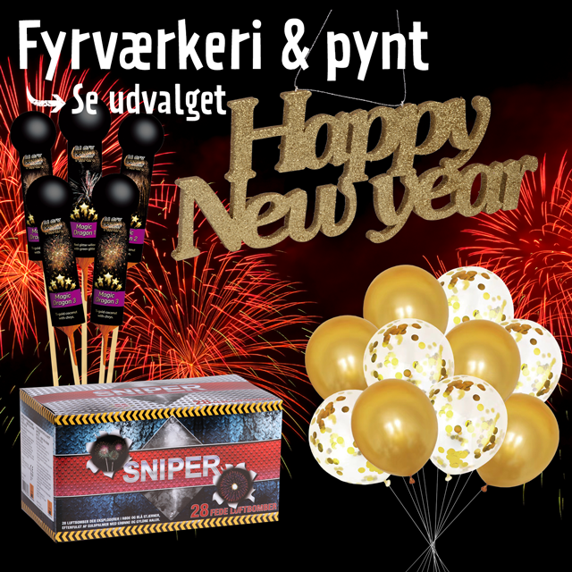 Fyrværkeri & pynt - se udvalget 