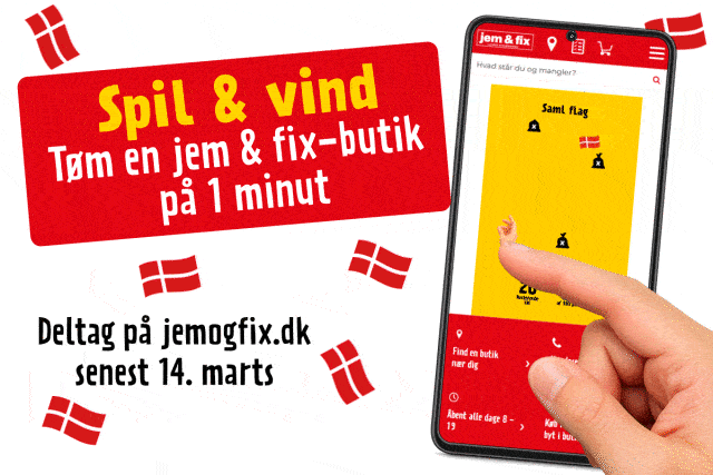 Tøm en jem & fix-butik på 1 minut - deltag i konkurrencen