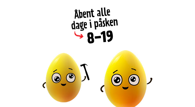 Åbent alle dage i påsken fra kl. 8-19