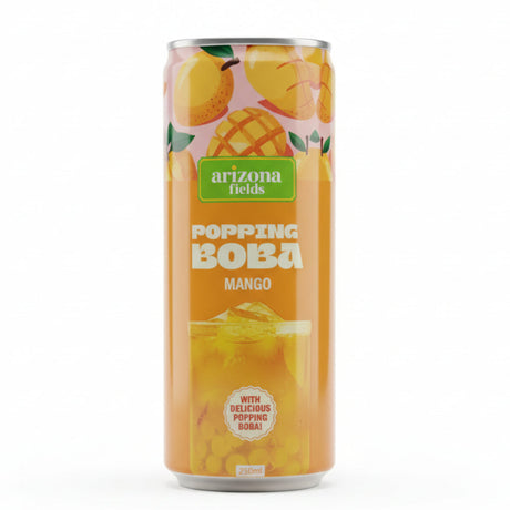 Arizona Fields - Popping Boba - 250ML - Mango - 24 Can (1 Tray) - With Delicious Popping Bobba