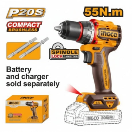INGCO - Compact Brushless Cordless Drill - Item No. CDLI 205581 Industrial