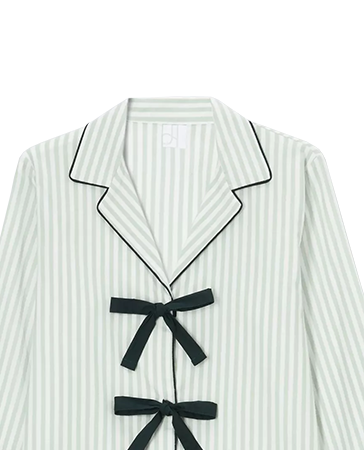 John Lewis Bow Stripe Long Pyjama Set