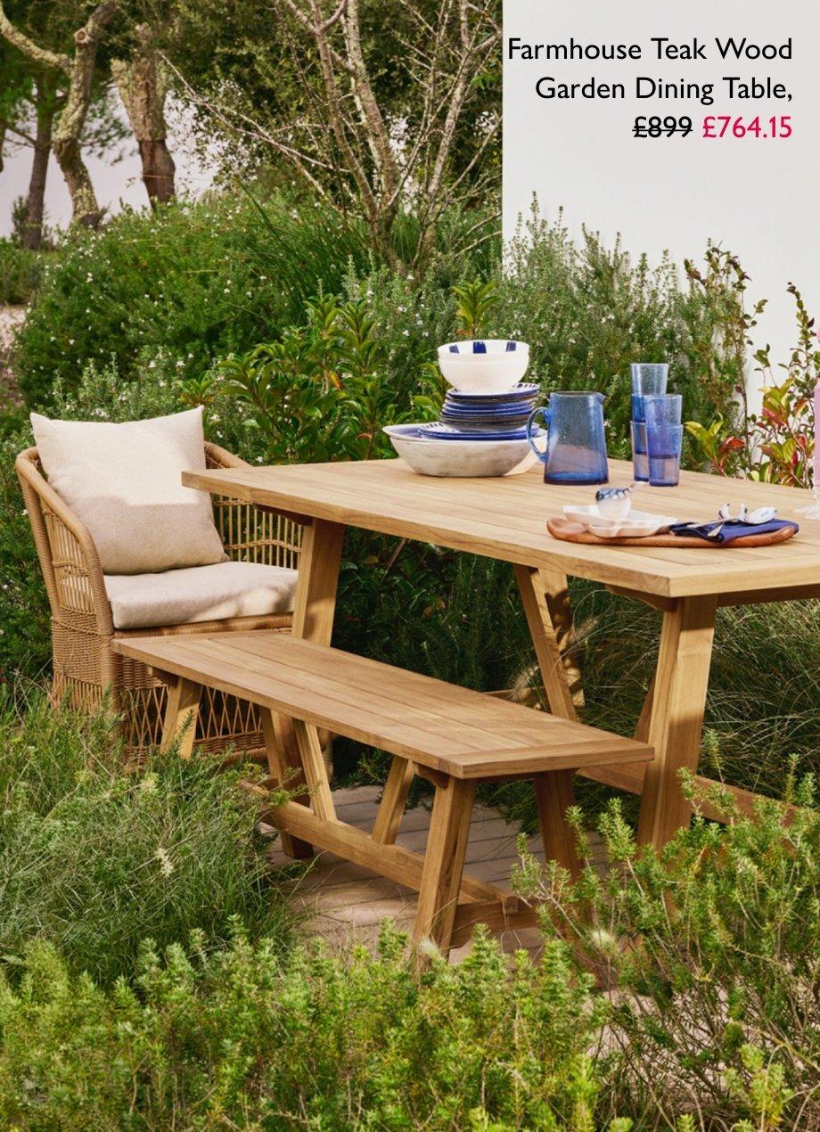 Farmhouse Teak Wood Garden Dining Table, £764.15