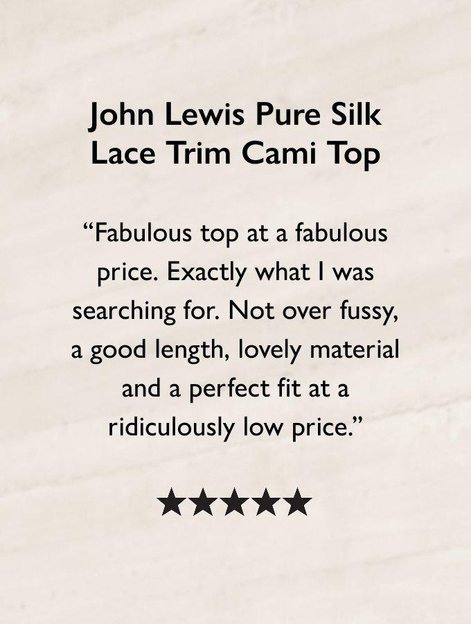 John Lewis Pure Silk Lace Trim Cami Top