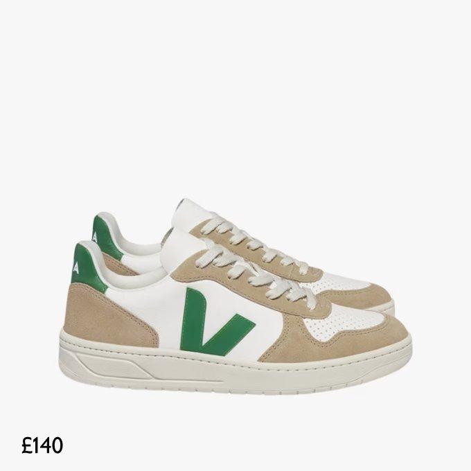 VEJA V10 Trainers, White Green, £140