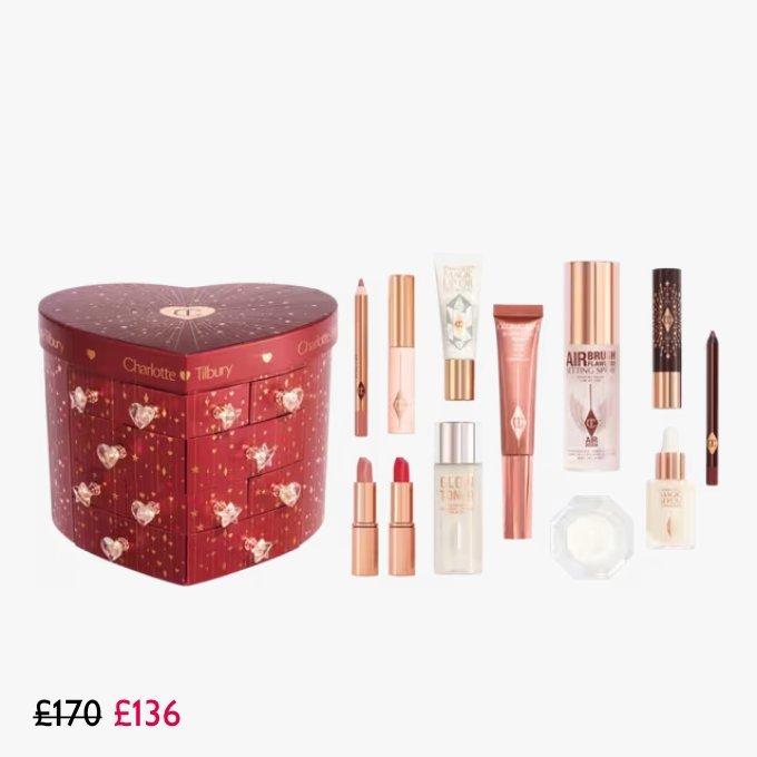 Charlotte Tilbury Charlotte's Beauty Treasure Chest Of Love 12 Door Beauty Advent Calendar, Was £170, Now £136