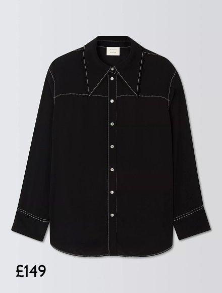 John Lewis x REJINA PYO Crepe Contrast Stitch Reversible Pocket Detail Shirt, £149