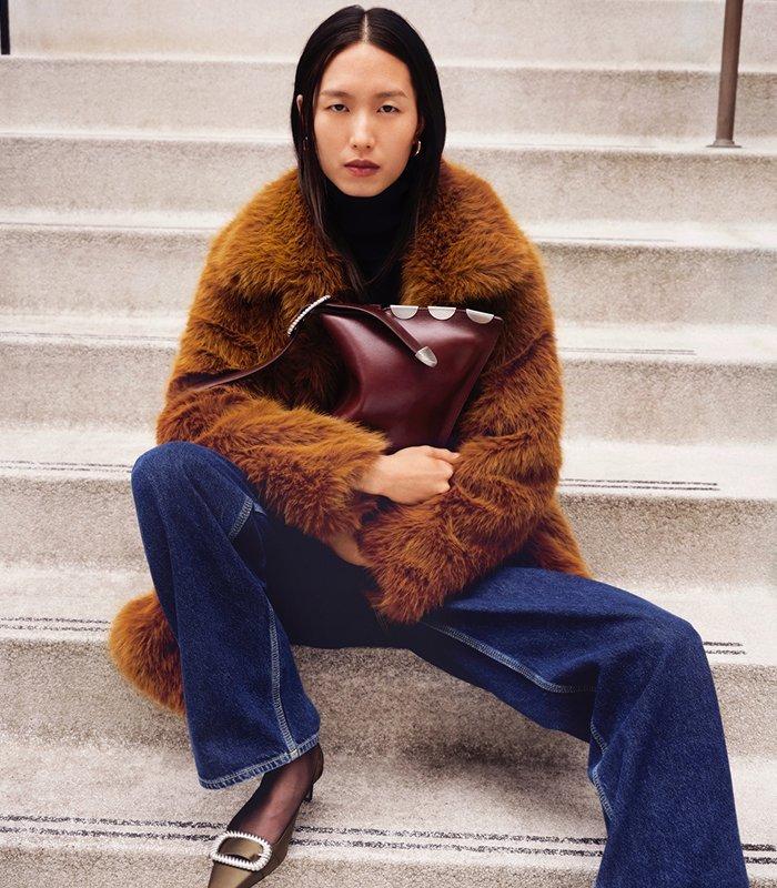 John Lewis x REJINA PYO Rear Tab Detail Fur Coat, £249