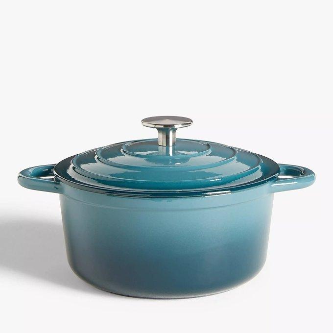 John Lewis Cast Iron Round Casserole, 21cm