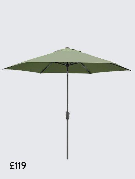 Aluminium Wind-Up Round Parasol, £119