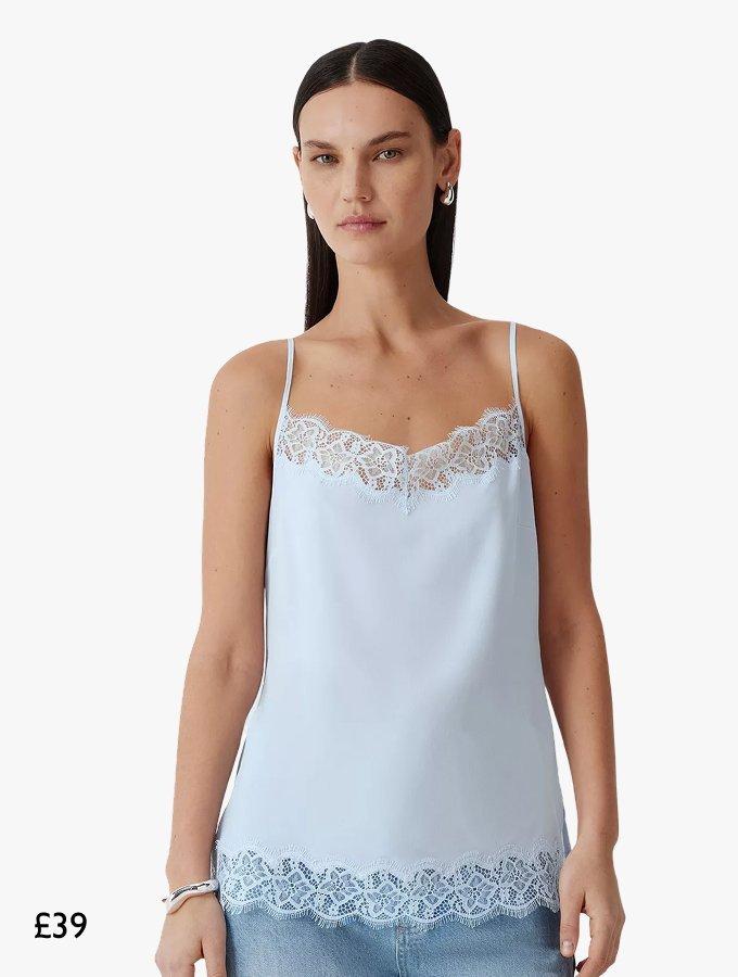 John Lewis Pure Silk Lace Trim Cami Top