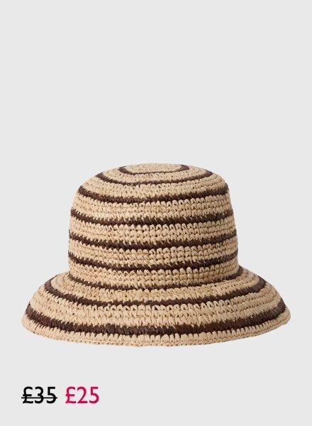 John Lewis Stripe Raffia Bucket Hat