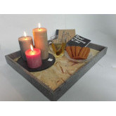 2 Stuks Dienblad Cement Chipped Wood 