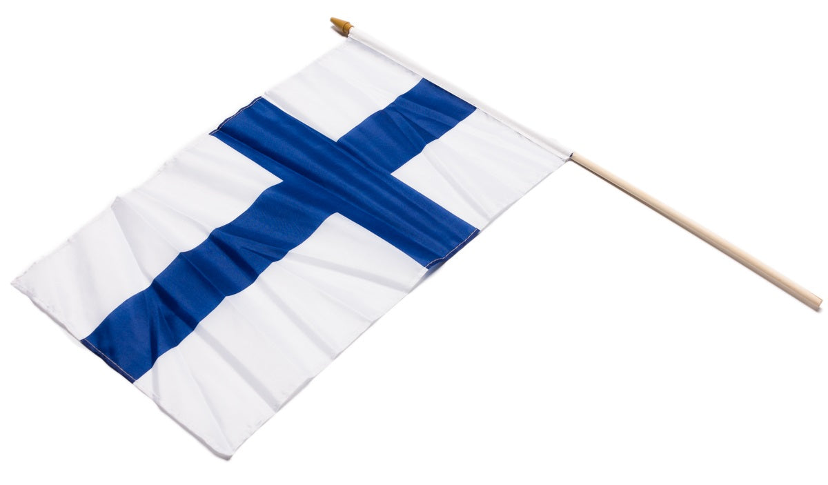 Image of Suomi kannatuslippu 30 x 45 cm, tikku 60 cm