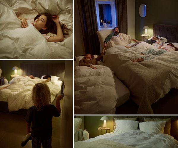 Egy család alszik egy hálószobában