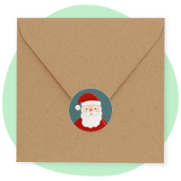 Kraft envelop met kerstman sluitzegel