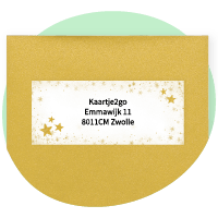 Gouden envelop met witte adressticker