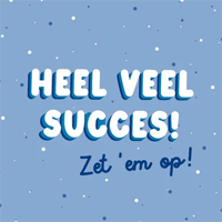 Blauwe kaart met tekst heel veel succes