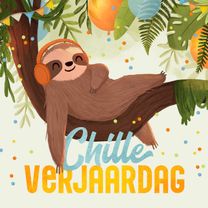 Verjaardagskaart grappig luiaard chille verjaardag jungle