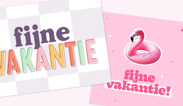 Fijne vakantiekaart blokjes en roze