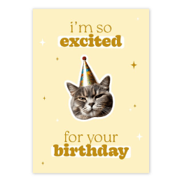 Grappig verjaardagskaartje so excited for your birthday