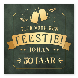 itnodiging verjaardagsfeest 50 jaar met bier pullen