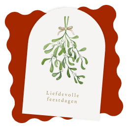 Christelijke kerstkaart maretak mistletoe liefde