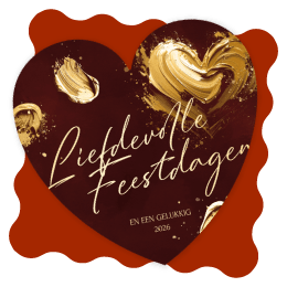 Hartvorm kerstkaart met geschilderd hart liefdevolle kerst