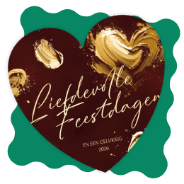 Hartvorm kerstkaart met geschilderd hart liefdevolle kerst