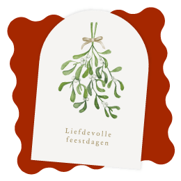 Christelijke kerstkaart maretak mistletoe liefde