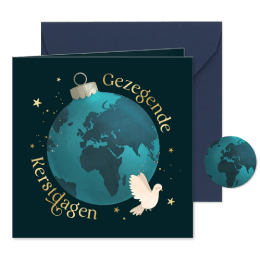 Christelijke kerstkaart engel met ster vrede & licht