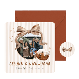 Stijlvolle nieuwjaarsjaar streep strik watercolor oliebol