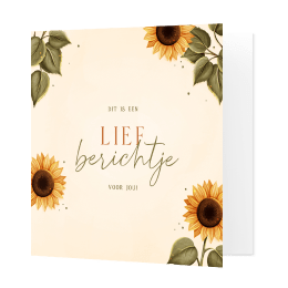 Een kaart met zonnebloemen