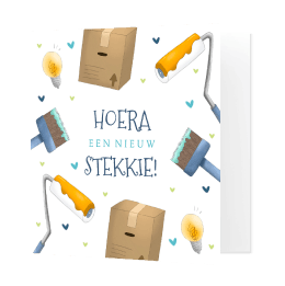 Felicitatiekaart hoera een nieuwe stek