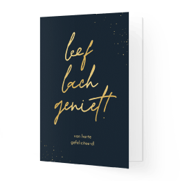 Verjaardagskaart leef lach geniet typografie goud
