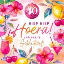 Zomerse verjaardagskaart verjaardag 40 jaar tropisch