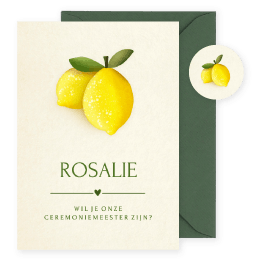Stijlvol kaartje met citroenen ceremoniemeester vragen