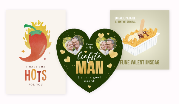 Drie valentijnskaarten voor hem