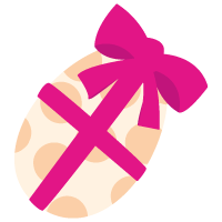 Geel paasei met magenta strik