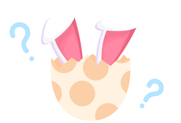 Geel paasei met oortjes en stippen