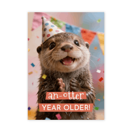 Verjaardagskaart humor otter an-otter year older confetti