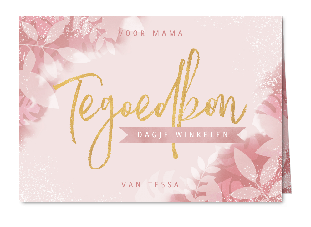 Tegoedbon voor Moederdag met plantjes spetters typografie