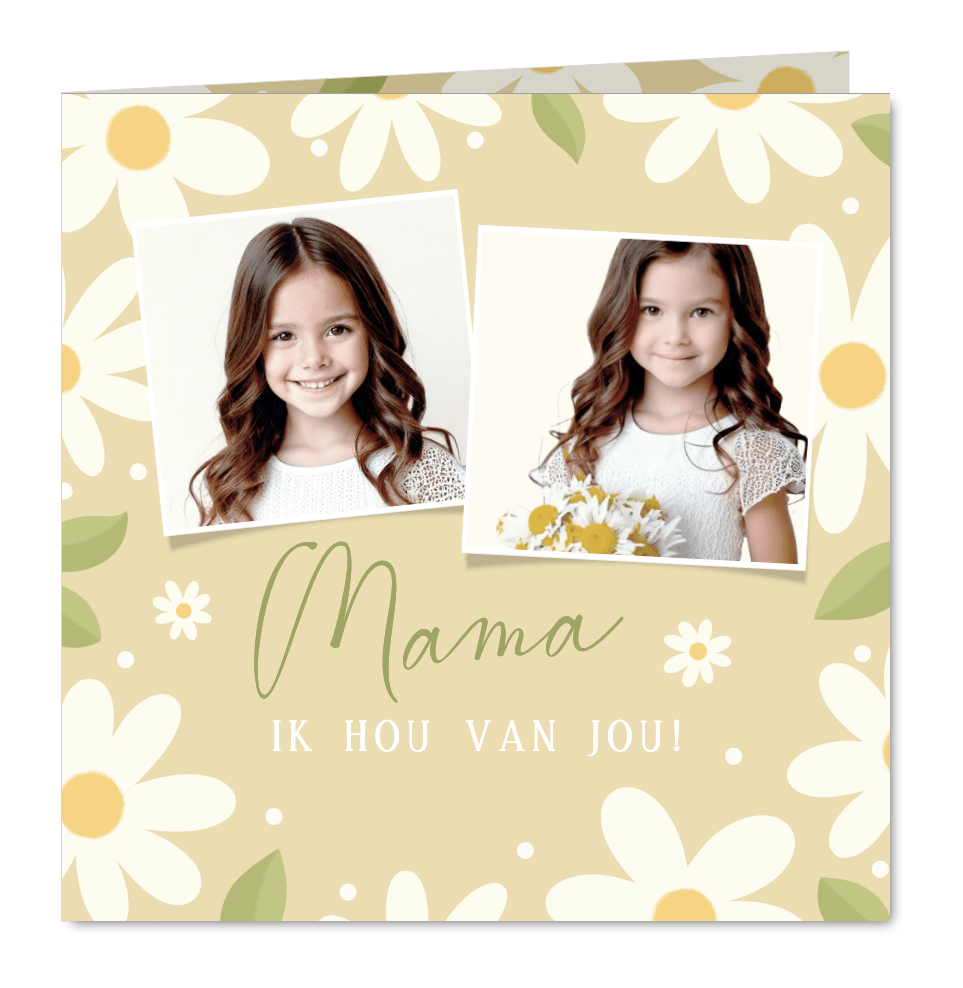 Vrolijke kaart voor Moederdag witte bloemetjes