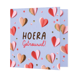 Felicitatiekaart getrouwd hartjes confetti